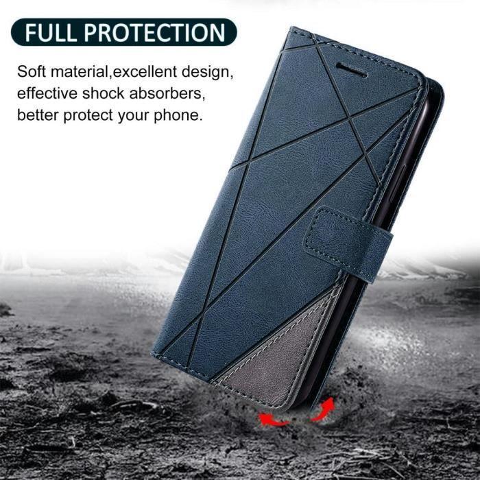Coque pour Samsung Galaxy A05s - BOOLING - Semi-rigide - Synthécuir - Rabat - Bleu Marine avec 2 Verres Trempés