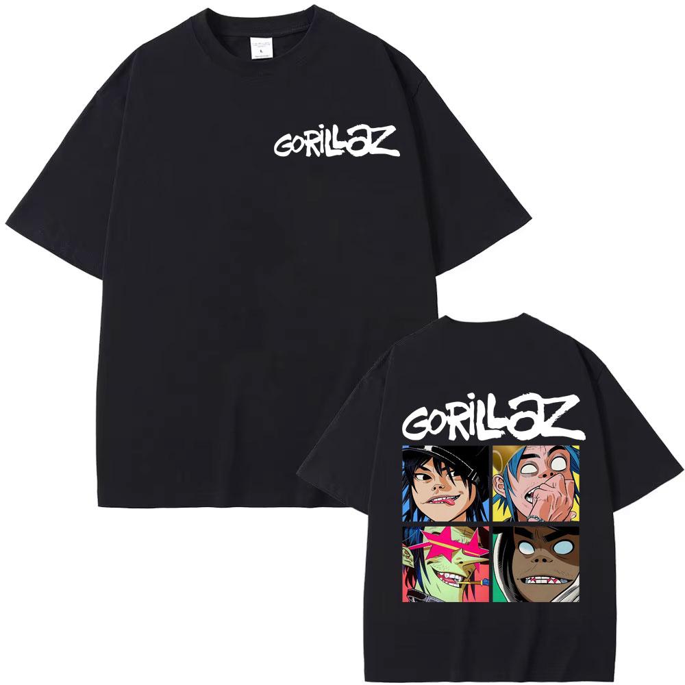 Rock Band Gorillaz Vintage Cartoon Graphic Tshirts Men Women Harajuku Classic Hip Hop  T Shirts pure Cotton T Shirt Streetwear