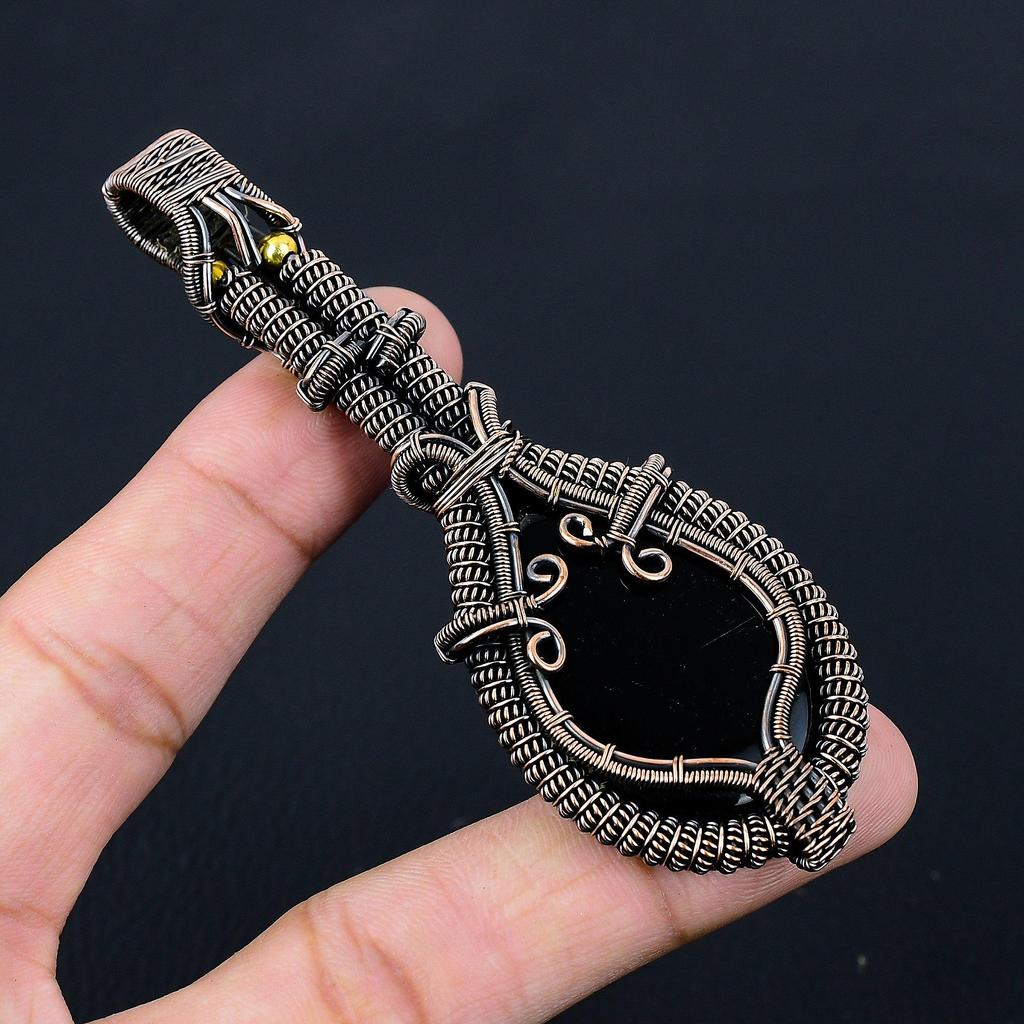 Australischer Triplet-Opal-Edelstein, reiner Kupferdraht, umwickelt, handgefertigter Anhänger-Schmuck für Weihnachtsgeschenk