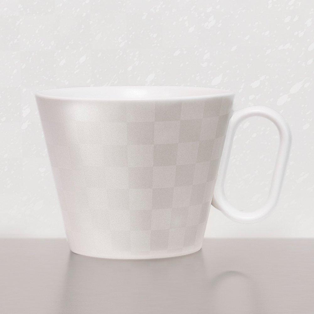 Wired Beans Lifelong Arita Ware Regular Checkered Pattern 240ml Perfect for Retirement Gifts and Commemorative Gifts Mug, Mug, (White Matte),