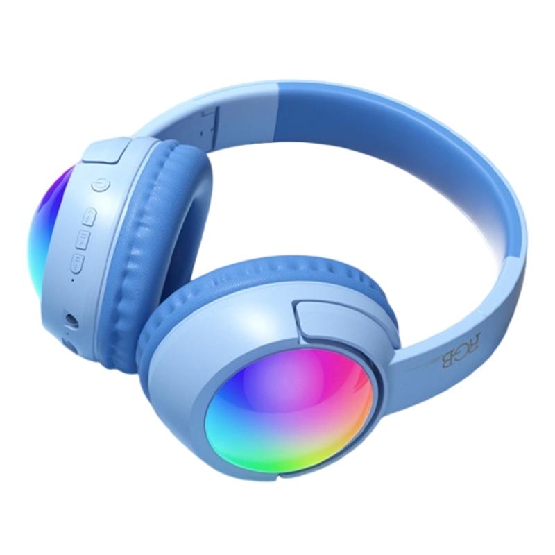 Foldable LED Gaming Headphone with Noise Canceling Bluetooth-compatible 5.4 Long Battery Life Auxiliary TF Card Support