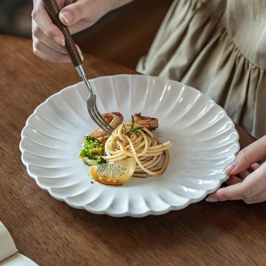 Bowl Household High-End Tableware Set Ceramic Plate Rice Bowl Large Plate Solid Color Dining Plate Hotel Commercial Noodle Bowl