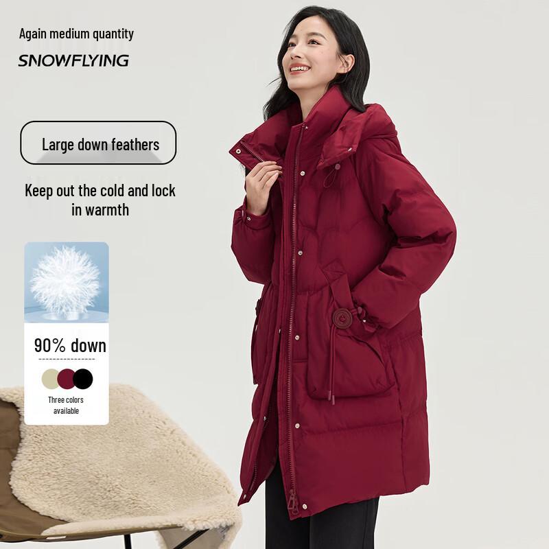 

Xuezhongfei Women s Long Over-the-Knee Down Jacket with Detachable Hood L 170