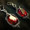 Gothic Sliver Color Geometric Oval Relief Bloody Meat Cutting Knife Dangle Earrings for Women Halloween Demon Style Jewelry