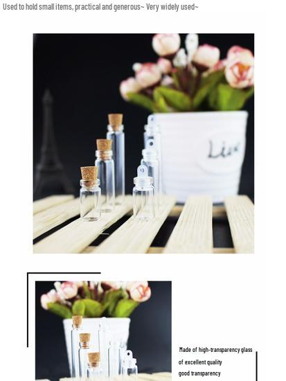 50 Mini Transparent Glass Bottles with Wooden Cork Lids for Sand Art, Wishes, and Gifts