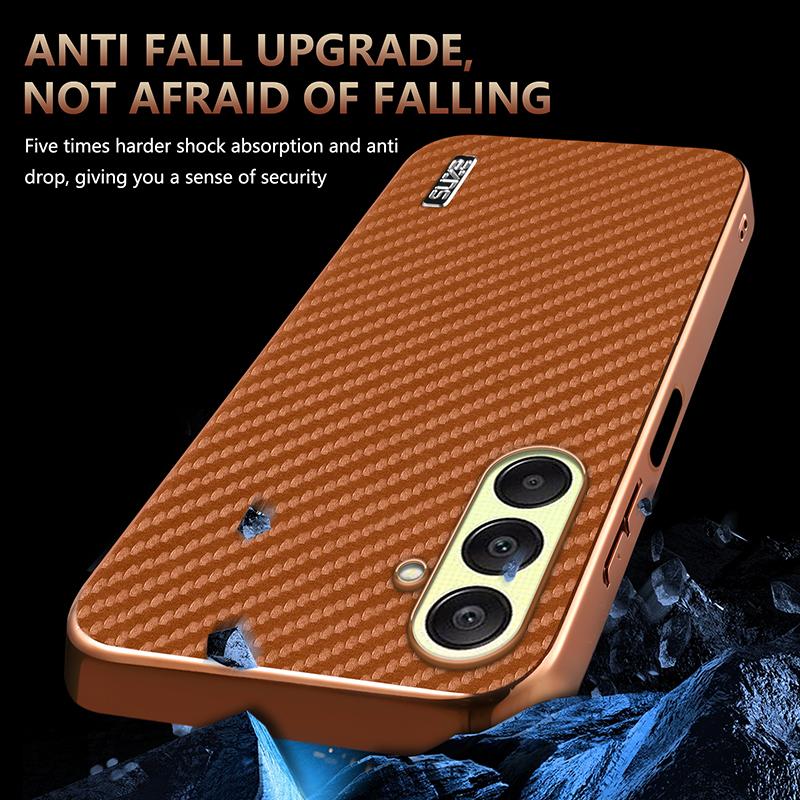 AZNS For Samsung Galaxy A56 5G Case Electroplating Carbon Fiber Texture PU + TPU Phone Cover
