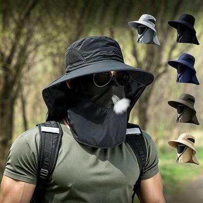 Summer Sun Hats UV Protection Outdoor Hunting Fishing Cap For Men Women Hiking Camping Visor Bucket Hat Neck Flap Fisherman Hat