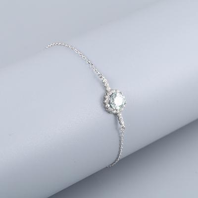 Bracciale Moissanite Design Monoparola Argento Sterling S925 da Donna Semplice Zircone Rotondo a Sacchetto, Tutte le Stelle Sorreggono il Gioiello Fiore di Luna.