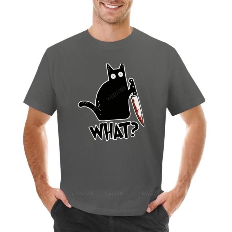 Cat What Murderous Black Cat With Knife Gift TShirt Black T Shirt Boys T Shirts Short Tshirt Unisexs T Shirts