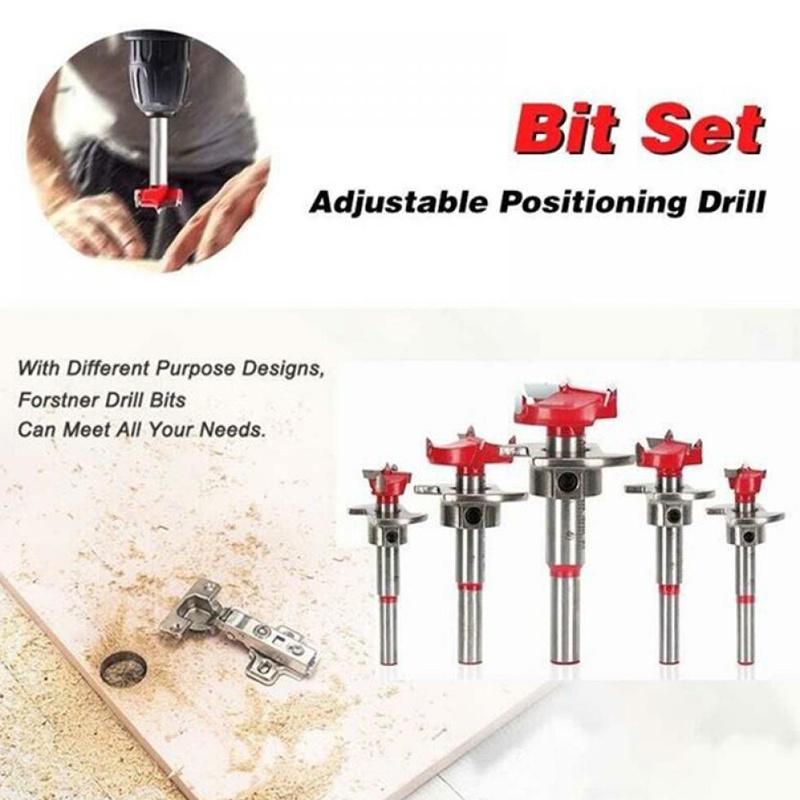 Hinge Bore Drill Kit with Carbide-Tipped 15-35mm Countersink Bits - Precision Woodworking Tool for Flat-Head Hinge Holes