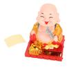 Solar Buddha Figurine Maitreya Auto Hand Shaking Solar Powered Durable ABS Buddha Statue for Home Car Office Gold