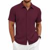 Men's Short Sleeve Button Down Shirt Knit Fabric Classic Collar Casual Fit Top for Daily Wear