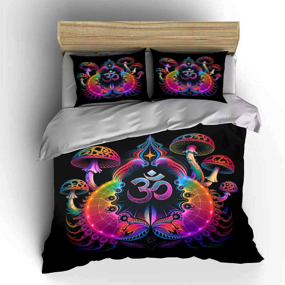 Psychedelische Kunst Meditations-Dekorations-Set Weiches hautfreundliches Bettwäsche-Set Enthält 1 Bettbezug und 2 Kissenbezüge Geschenk