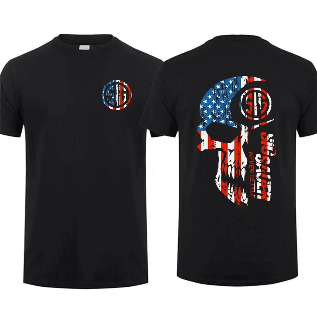 Sig Sauer Tričko s americkou vlajkou oboustranné, Unisex s krátkým rukávem, Ležérní, 100% bavlna