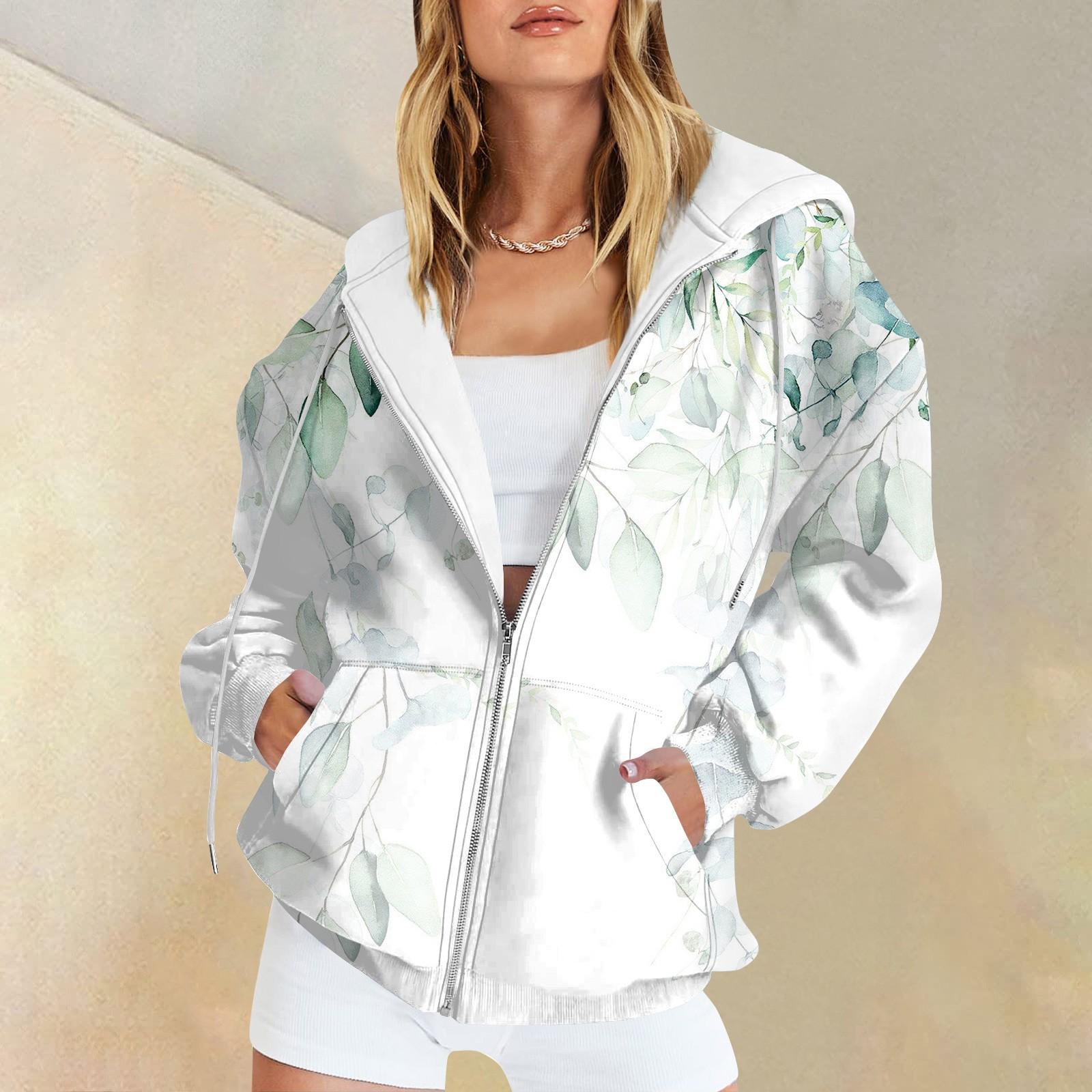 

Женские повседневные модные пуловеры с принтом и длинными рукавами, толстовки на молнии, пальто One size циан