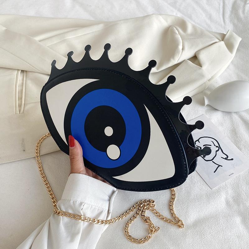 Personalized Small Bag Women 2025 New Bags Hip Hop Big Eyes Trendy Versatile Chain Crossbody Small Round Bag Pu