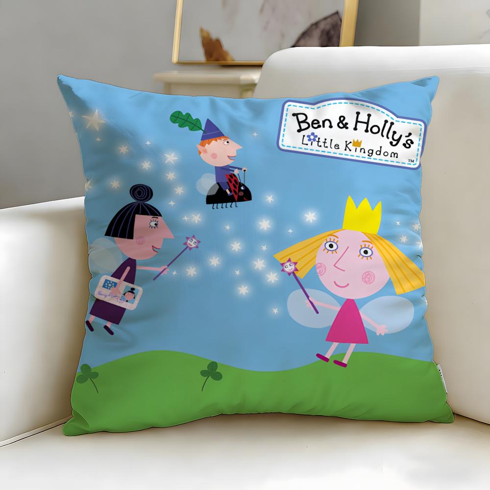 cartoon Ben And Hollys Little Kingdom Cushion Cover Soft  EasyWash Pillow Case  Versatile for Couch Bed Travel and Office 30X30cm