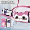 For iPhone 17 Case Makeup Mirror Wallet Cute Raccoon Leather Phone Cover with Wrist/Shoulder Strap