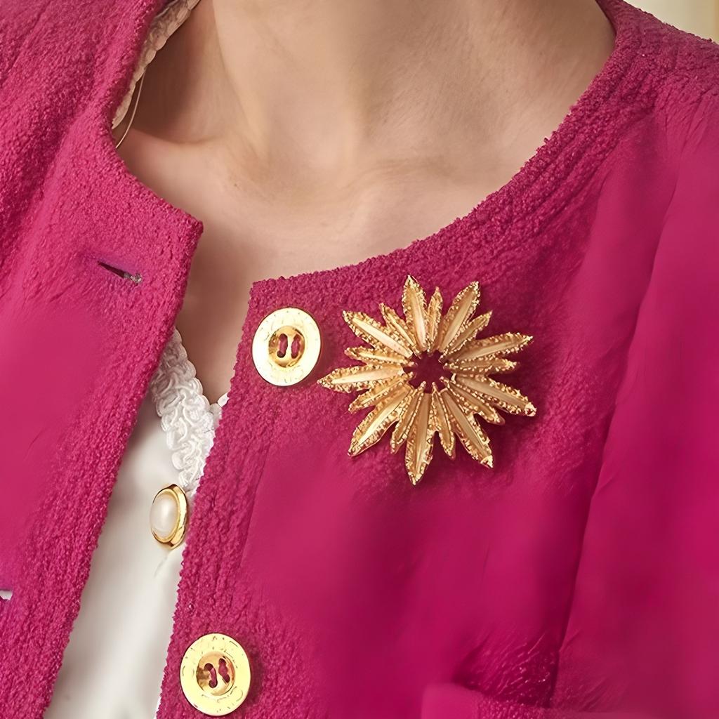 Medieval Style Sunflower Girl Exquisite Hollow Fireworks High-end Brooch