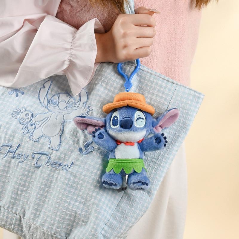 Summer Stitch Series Plush Keyring With Hat Wearing Swimming Design Ring
