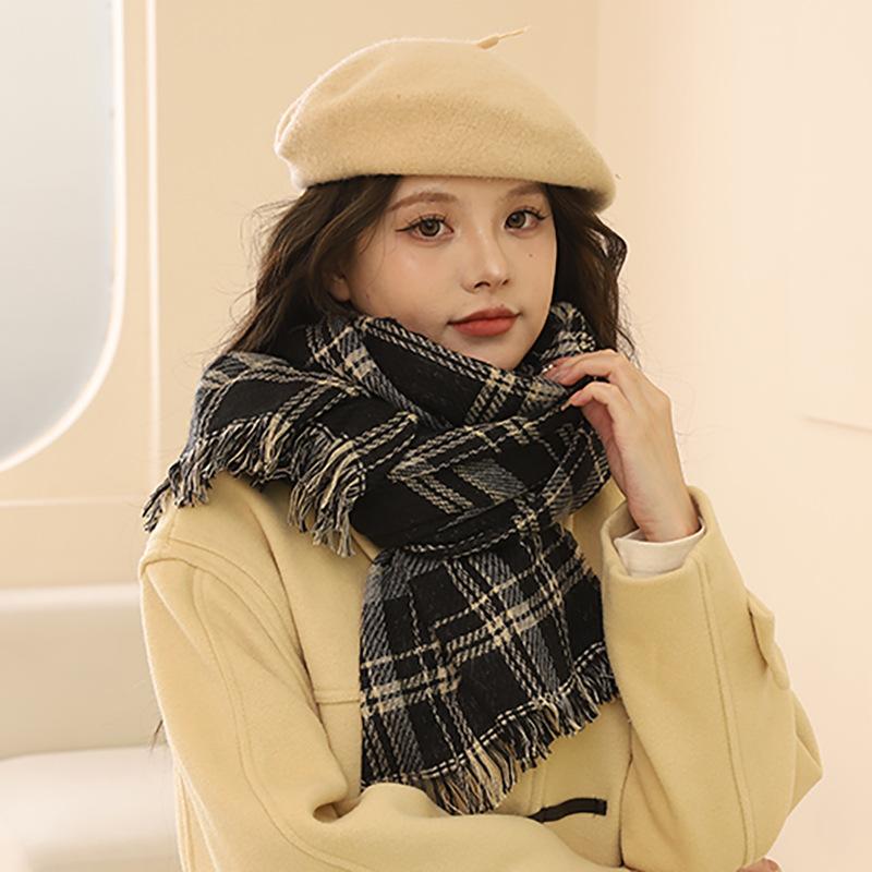Red Plaid Scarf Women's Winter New New Warm Couple Christmas Gift Plaid