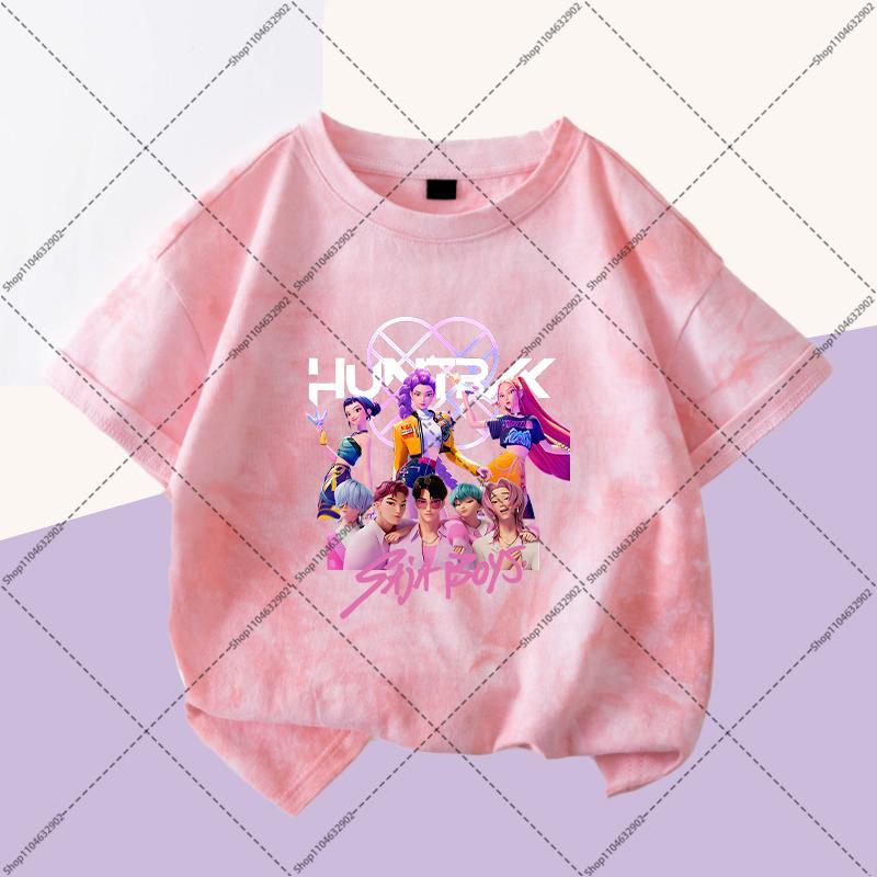 KPop Demon Hunters Boys Girls Fashion T-shirts Kids Cute Clothes Cartoon Anime Graphic Print Children Short Sleeves Party Gifts