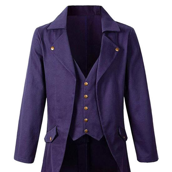 Slim-Fit Tuxedo Jacket Lapel Long-Sleeved Retro Dress Jacket Medieval Style Suit Jacket Festive Parties Wear