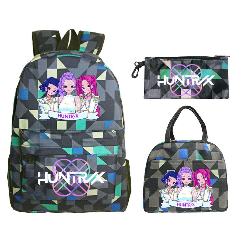 Kpop Peripheral Printing Student Schoolbag Fashionable Large Capacity Casual Backpack Three-Piece Set
