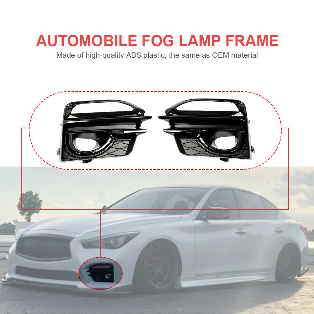 1 Pair Fog Lamp Trim ABS Front Fog Light Cover Exterior Decoration Fog Lamp Protector for Infiniti Q50 Sport 2014 2015 2016 2017