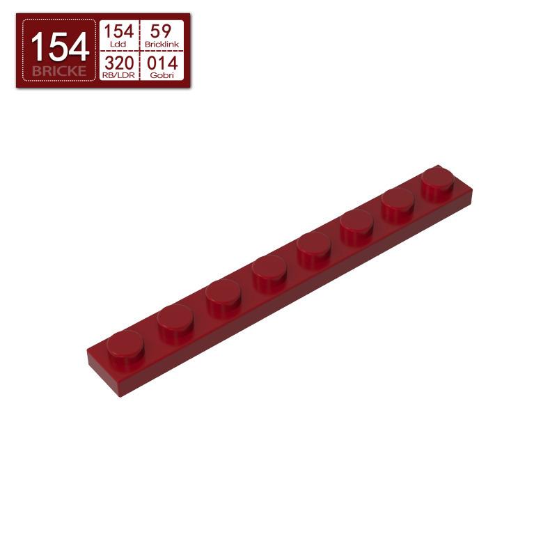 BRICKE Brick Guest 1x8 Plate, Compatible with Lego 3460, Loose Parts Building Blocks, Small Particles.