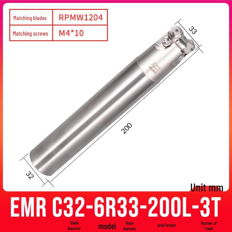 Shockproof EMR CNC Milling Cutter Holder - Round Nose, Bull Nose & Flat Machining Extensions (R4, R5, R6)