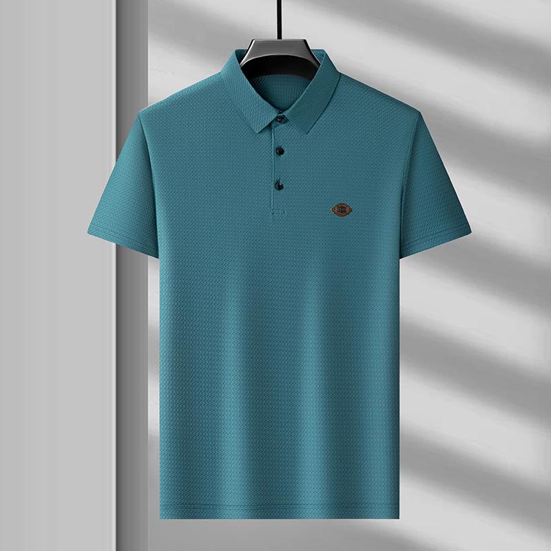 Ice Silk Short-Sleeved T-Shirt Men'S Trendy Polo Bottoming Shirt Clothes