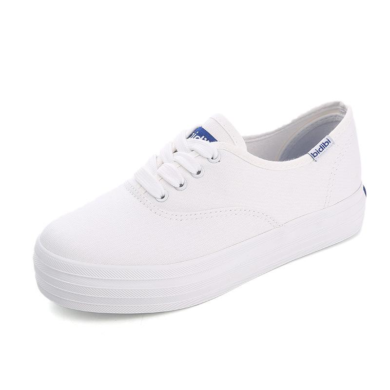 Thick -Soled Canvas Shoes Women 'S Autumn Korean Version All -Match Student Harajuku Style Solid Color Board Shoes 8091