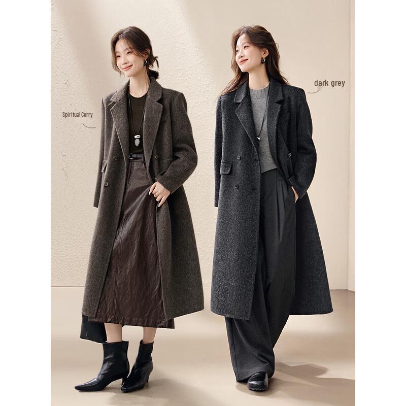 Dámský oboustranný kabát z alpaky a vlny, dvouřadé zapínání