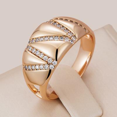 Nuovo Anello Colore Oro Rosa Moda Lusso Linea Geometrica Zirconi Naturali Anelli Per Donne Gioielli Fini Festa Quotidiana