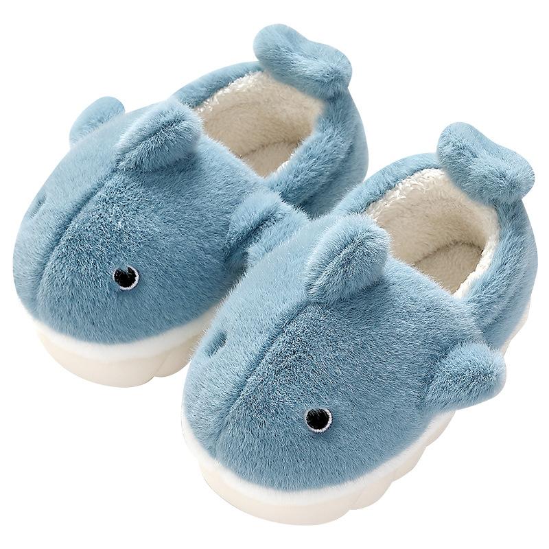 Cartoon Fluffy Slippers Winter Indoor Home Household Plush Warm Cute Whale Cotton Shoes Winter