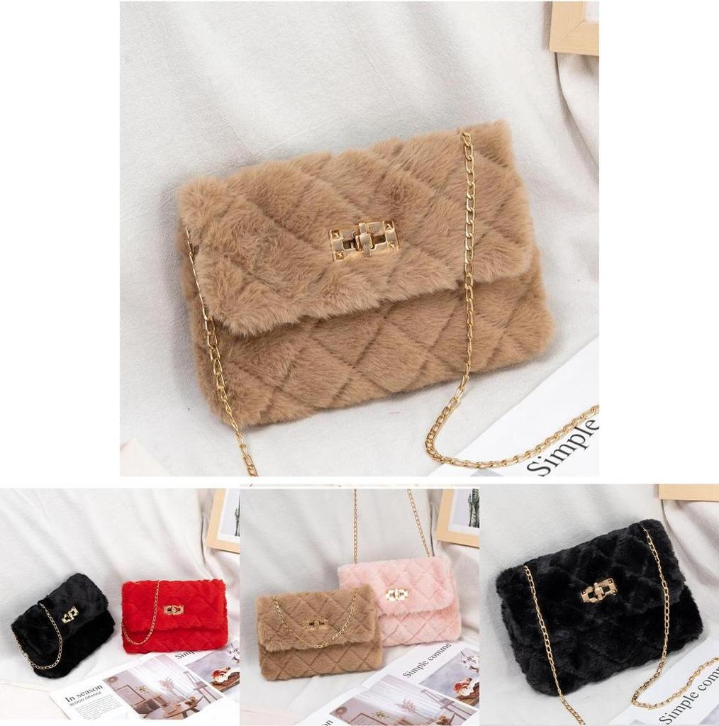 2022 Ladies Bag Sweet Style Plush Small Square Bag Wholesale Lipstick Bag Phone Bag
