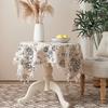 Cotton And Linen Small Fresh Navy Blue Small Flower Round Tablecloth Household Living Room Homestay Decoration Fringed Tablecloth