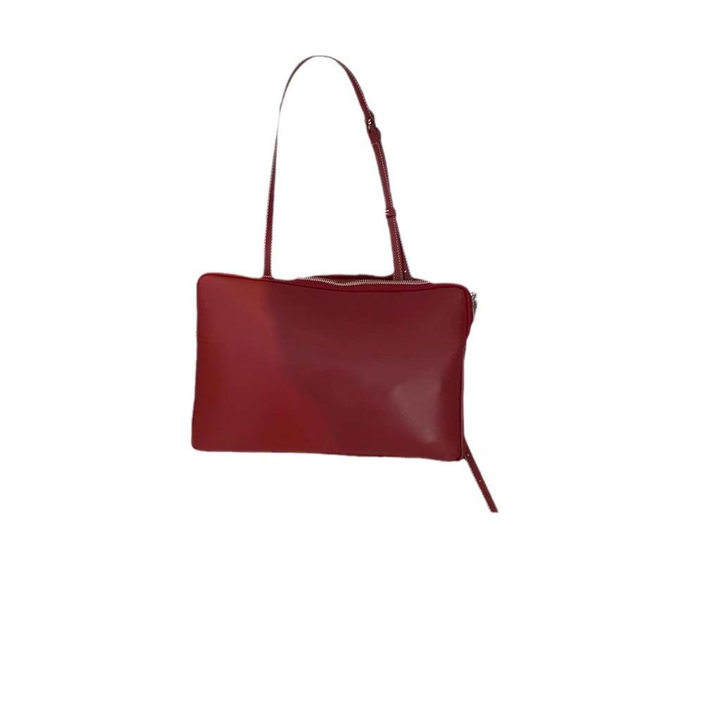 2023 Trendy Textured Red Pillow Shoulder Bag for Women