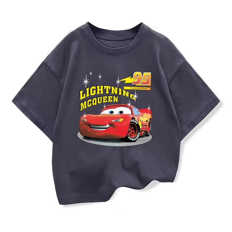 Boys Summer ShortSleeve TShirt Pixar Lightning McQueen Cartoon Car Print Fun Design Childrens Clothing