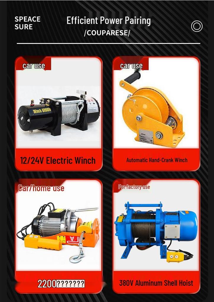 12/24V 1-Ton Vehicle-Mounted Electric Hoist Crane