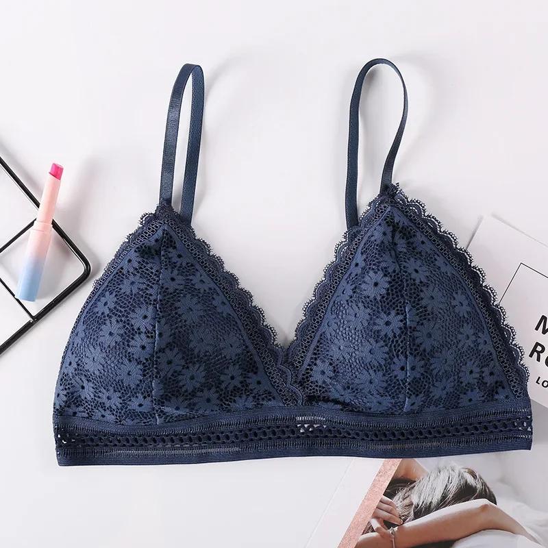 Sexy Floral Lace Bra Top for Women Push Up Female Lingerie Breathable Bralette Removable Pad Thin Fashion New Wireless Bras