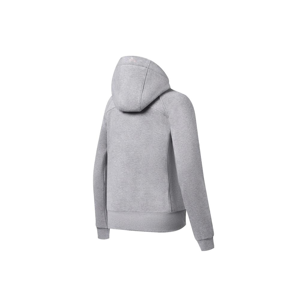 Li Ning Fitness Series Solid Color Thickened Warm Zipper Hoodie Women Hoodies Light-Gray AWDSA94-2