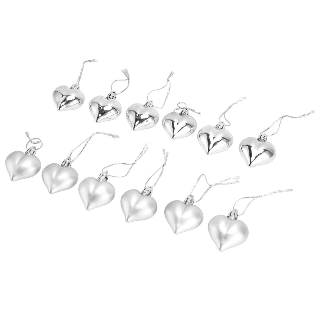 12pcs Christmas Ornament Heart Shape PVC Christmas Tree Hanging Decorations for Valentine"s Day