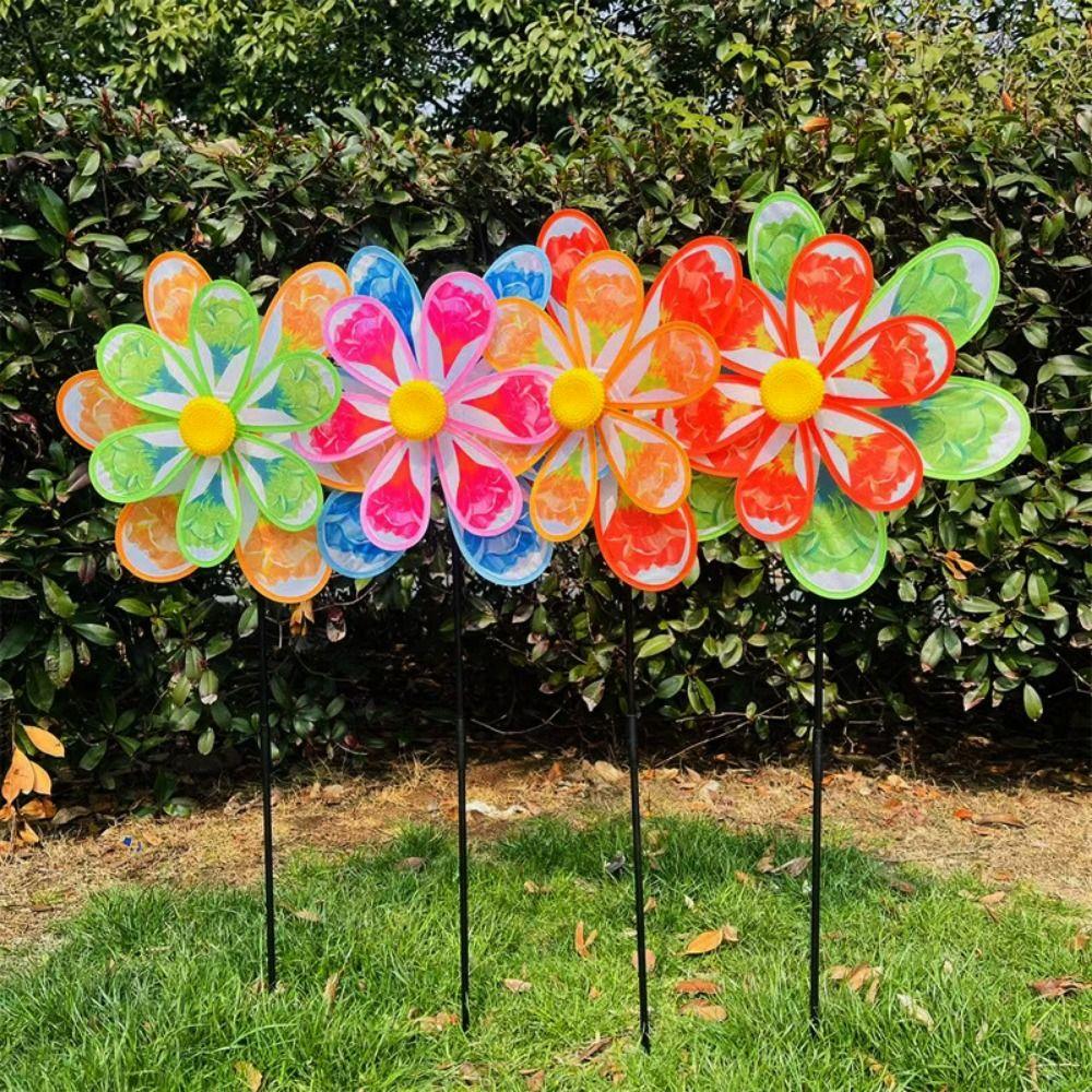 Colorful Traditional Windmill PVC Standing Lawn Flower Pinwheel Outdoor Party Picnic Decor