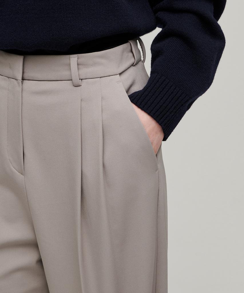 MUSINSA STANDARD WOMAN Women'S Heavyweight Fleece-Lined High-Waisted Wide Hidden Elastic Waist Slacks [Light Beige]