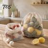 Reusable Vegetable Storage Bags Cotton Mesh Bag with Drawstring Closure, Eco-friendly Washable Eco Conscious Food Keeper Organizer, Sustainable