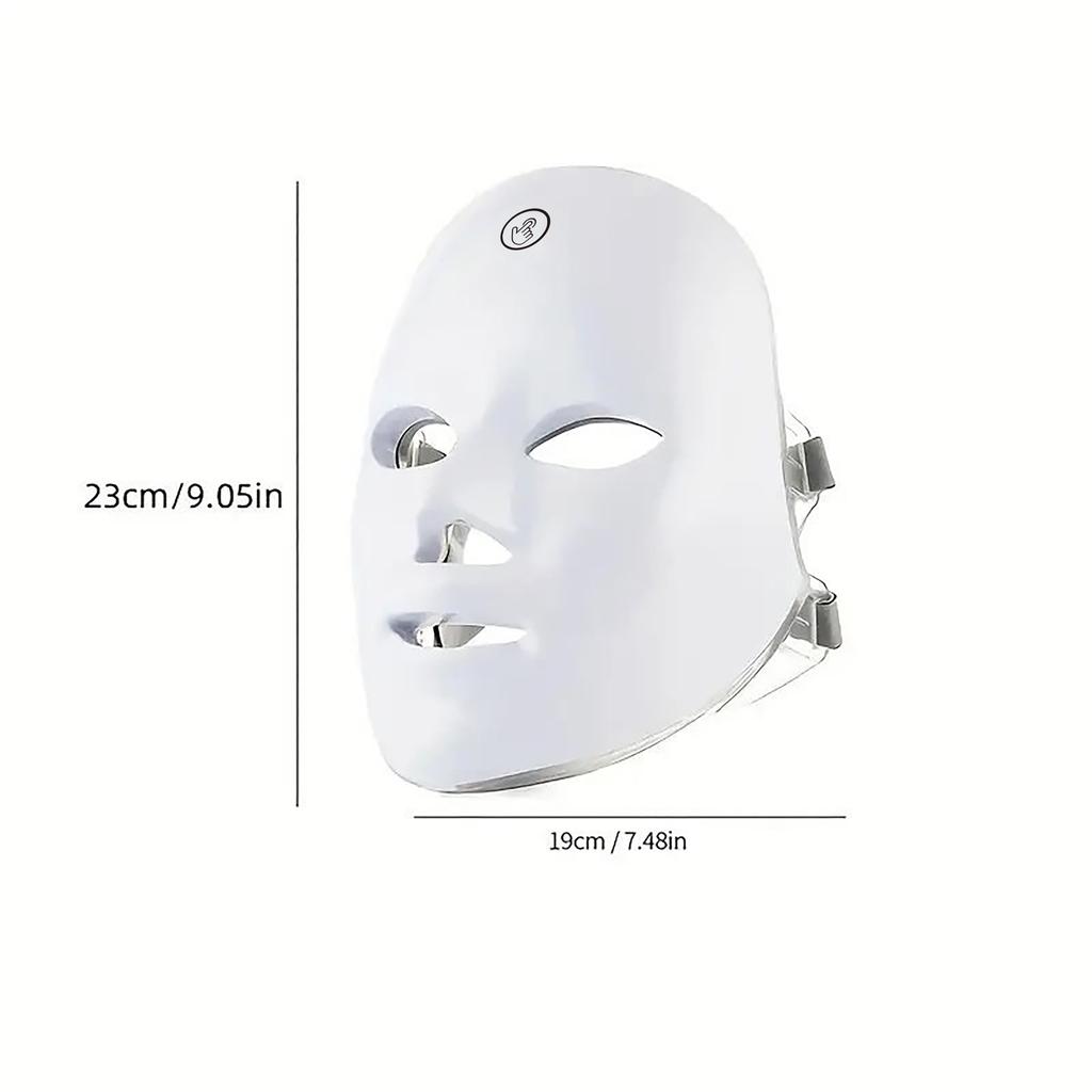 7 Color LED Lighted Facial Mask, Rechargeable, Touch Control, Unscented, 400mAh Battery, USB Charging, Perfect for Men and Women, Festive Gift