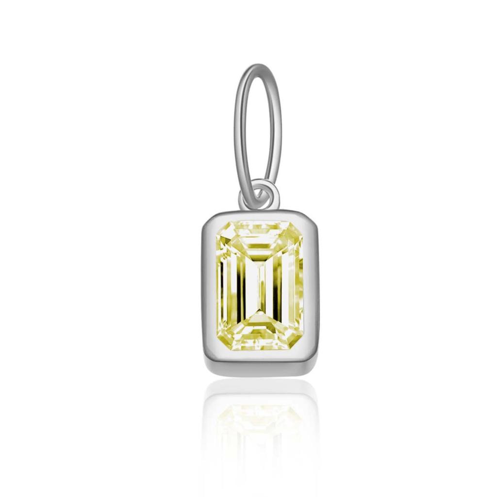 12 Birthstone Colored Zircon Square Pendant Necklace, S925 Sterling Silver, European & American Style