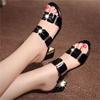Thick heel cool slippers summer fashion new outer wear medium heel one-word button drag women's sandals women